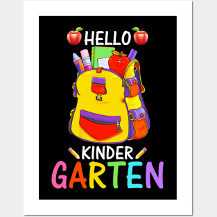 Hello Kindergarten Teacher Student Back To School Present Posters and Art